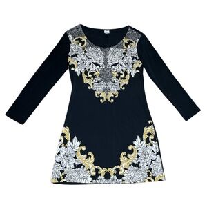 JOCKEY Cinch Waist Tunic - Black Paisley Scroll Print - XXS